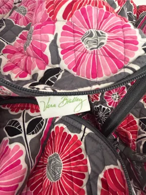 Vera Bradley Large Duffel Bag Cherry Blossoms Retired Pink Red Gray Floral thumbnail 8
