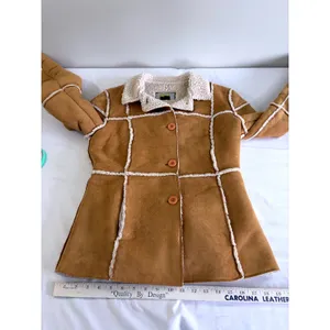 lei Vintage Y2K Faux Suede‎ Sherpa Lined Patchwork Jacket Tan Brown Small thumbnail 4