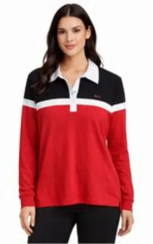 Ralph Lauren Red Black & White Long Sleeve Golf Polo Shirt NEW XL thumbnail 1