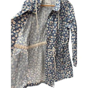 Madewell Preppy Ruffle-Neck Anorak‎ Raincoat French Floral Blue Moon Size Smalll thumbnail 10