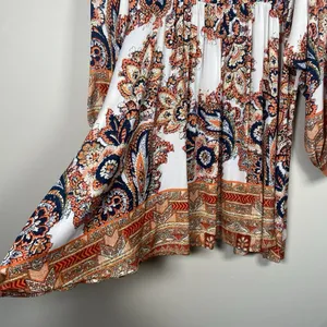 Free People Say‎ You Love Me Mini Dress Size M Orange Combo Paisley Boho Flowy thumbnail 3