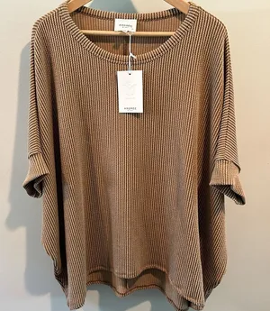 Andree by Unit‎ M/L Mocha Oversized Ribbed Dolman Tunic thumbnail 1