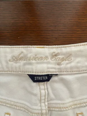 American Eagle Outfitters Y2K White Distressed Denim Cutoff Shorts thumbnail 3