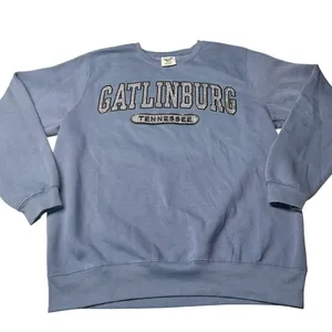Pacific & Co L Gatlinberg Tennessee Crewneck Sweatshirt Blue Patchwork Logo‎ thumbnail 1
