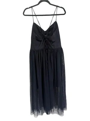 Size XL Halara V Neck Ruched Lace Up Contrast Mesh Midi Casual Dress thumbnail 4