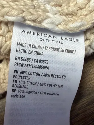 American Eagle Ballet Neck Open Knit Oversized Sweater Women's Large Beige thumbnail 9