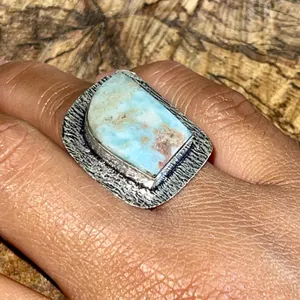 Caribbean Larimar Ring Size 7 1/4 Blue thumbnail 1