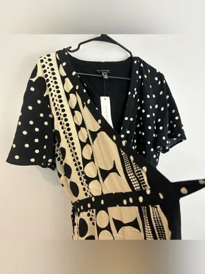 NWT Long Tall Sally Mix Spot Print Wrap Black/Ivory Polka Dot Maxi Dress Size 14 thumbnail 11
