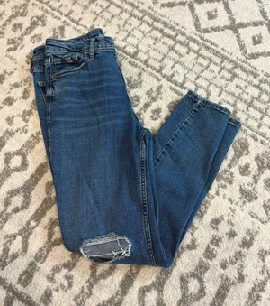 Old Navy Blue Skinny Jeans with Knee Distress thumbnail 1