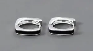 925 Silver Plated Geometry Hoop Earrings for Men Women thumbnail 3