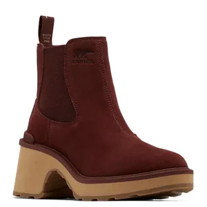 SOREL Womens Maroon Back Pull-Tab 1" Platform Hi-line Block Heel Chelsea Boot thumbnail 1