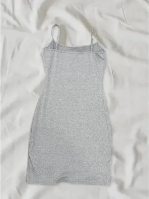 Grey Fitted Spaghetti Strap Mini Dress Size XS/ small Gray thumbnail 3