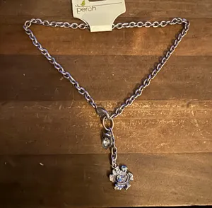 Perch silver tone flower drop pendant necklace and earrings thumbnail 2