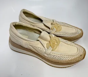 Dolce Vita Platform Loafers Womens 7 Cream Good Chain Espadrille Wedge Slip On thumbnail 1