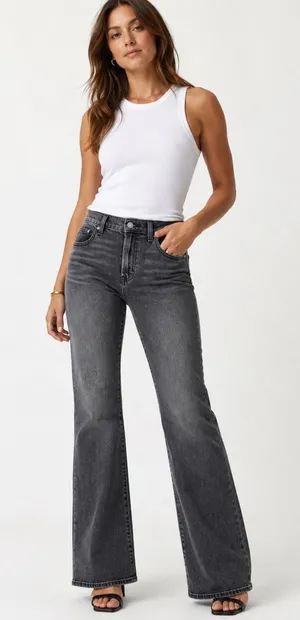 Gap Relaxed Flare Jeans Womens 29/8 Regular Black MidRise Denim 90s Grunge Indie thumbnail 1