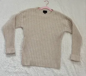 Cotton cashmere cream sweater thumbnail 1