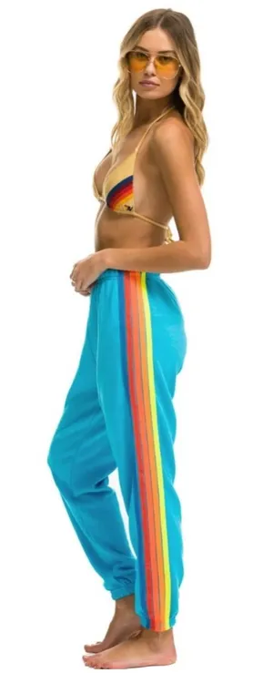 Aviator Nation Neon Blue // Neon Rainbow Stripe Sweatpants XS thumbnail 1