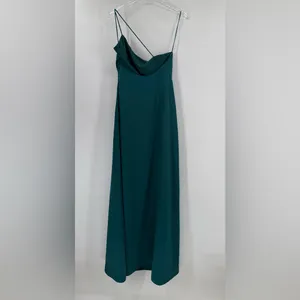 Keepsake Captivating Teal Green Satin One-Shoulder‎ Maxi Slip Dress size 4 thumbnail 4