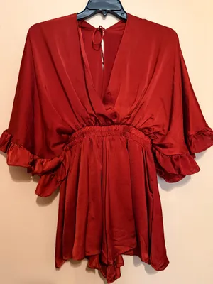 Glam Flowy Burnt Orange Romper  thumbnail 3