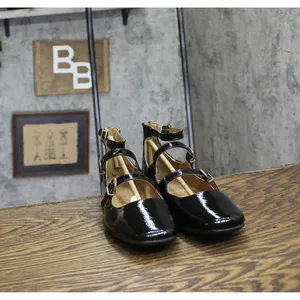 NWT Sun + Stone Womens Cecillee Triple Strap Mary Jane Flats Black Patent 8M thumbnail 7