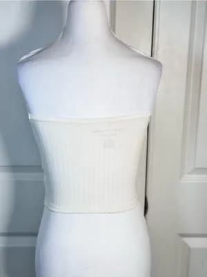 American Eagle Soft & Sexy Ribbed Tube Top S White Strapless Crop Y2K Going Out thumbnail 2