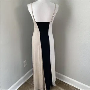 Calvin Klein NWT Womens Beige Colorblock Asymmetrical Hem Midi Dress Small thumbnail 3