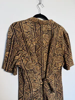 Vintage 90s Long Maxi Dress Button Up Tribal Print thumbnail 2