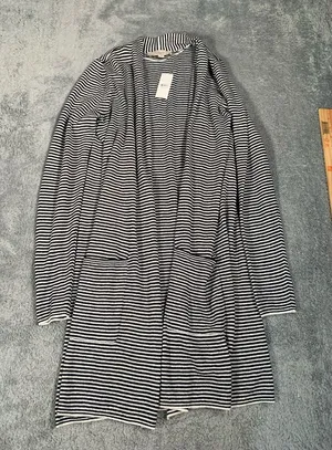 NWT Loft cardigan Black and White Striped sweater small MSRP$70 thumbnail 1