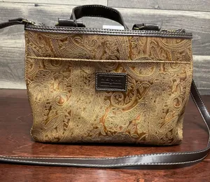 Fossil Relic by Brown and Tan Paisley Embossed Vegan Leather Purse Handbag thumbnail 1