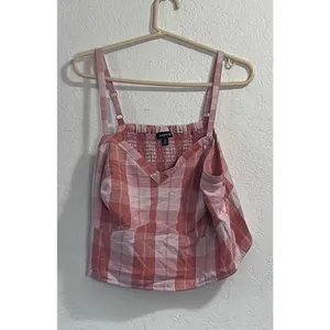 Torrid Women's Plus 2 2x Orange Seersucker Sleeveles Bralette Gingham Print tank thumbnail 4