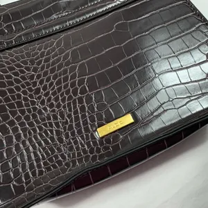 ALDO Brown Vegan Croc Leather Square Clasp Closure Flap Purse Crossbody Strap thumbnail 2