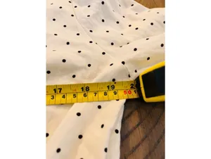 Blue Rain Women's Long Sleeve Black & Ivory V-Neck Front Shirt Polka Dot Size M thumbnail 7