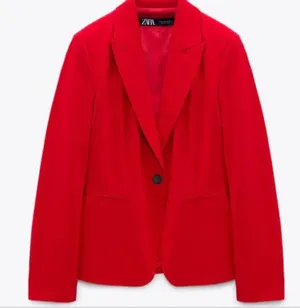 Zara Linen Blend Red Oversized Boyfriend Jacket Blazer M thumbnail 6