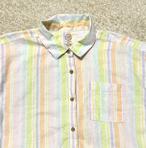 Neon Striped Button Down w/ Tie Front thumbnail 2