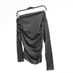 Charcoal Gray Ruched Off Shoulder Long Sleeve Top Size M thumbnail 8