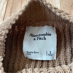 Abercrombie & Fitch Ribbed Mock Neck Knit Sweater Womens Small Brown Cropped thumbnail 3