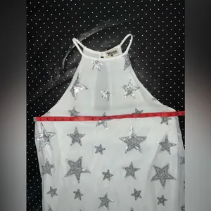 Show Me Your MuMu White and Silver Star Mini Dress thumbnail 3