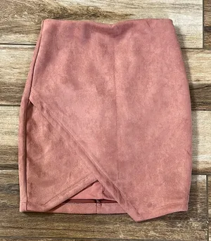 Seek the label pink faux suede mini skirt thumbnail 1