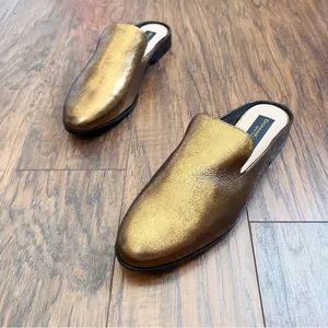 Donna Karan • Mott Mule leather backless loafer Bronze gold metallic slide thumbnail 14