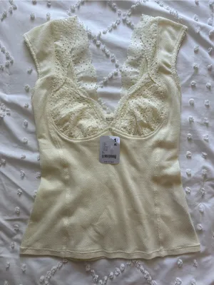 Free People Limon Ice Yellow Lace-Trim Tank thumbnail 1
