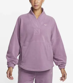 Nike Therma-FIT One Women’s Purple Oversized Long-Sleeve Fleece Top Sweater Sz M thumbnail 1