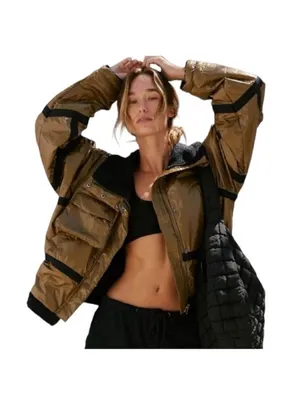Free People Movement Vagabond Utility Bomber Jacket L Corpcore Streetwear thumbnail 3