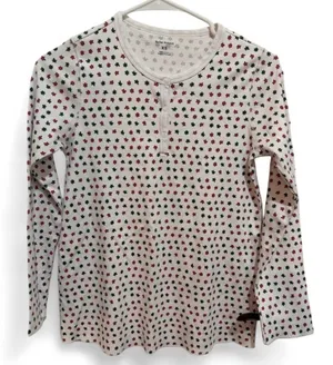 Roller Rabbit Long Sleeve Pajama Shirt Red Green Stars XS thumbnail 1