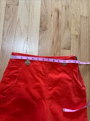 Maeve Anthropologie Fire Red Orange Wide Leg Crop Pants Sz 2 thumbnail 3