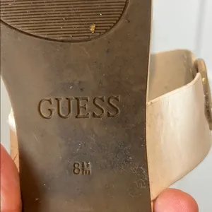 Guess White Slide Sandals with Gold Logo Accent size 8. thumbnail 7