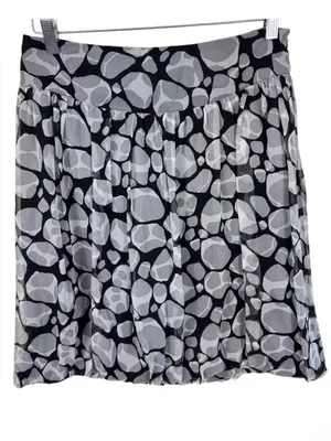 Express Design Studio Black Grey Silk Abstract Pebble‎ Print Bubble Mini Skirt 6 thumbnail 1