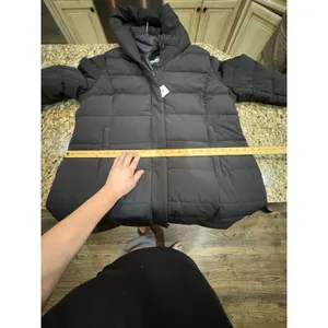 DKNY Women's Bibbed Hooded Puffer Coat Black Size XXL Long thumbnail 13