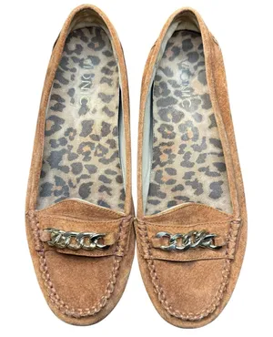 Vionic Shoes Womens Size 7 Brown Suede‎ Moccasin Chain Loafer Flats Comfort thumbnail 1