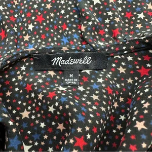 Madewell Silk‎ Ruffle-Hem Wrap Long Sleeve Top in Starry Night Size M thumbnail 8
