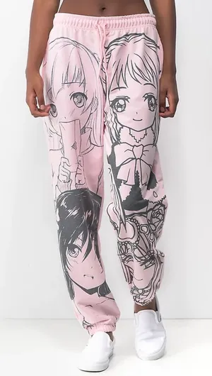 NGOrder Manga Anime Pink Jogger Sweatpants Size 12 thumbnail 1